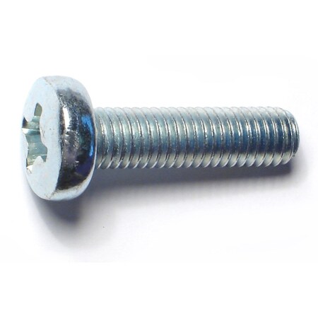 M8-1.25 x 30 mm Phillips Pan Machine Screw, Zinc Plated Steel, 15 PK